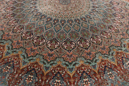 10 x 10 Vintage Persian Tabriz Round Rug 77558