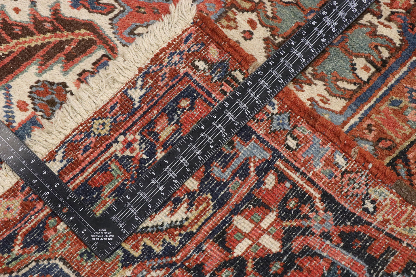 7 x 10 Antique Persian Heriz Dragon Rug 77559