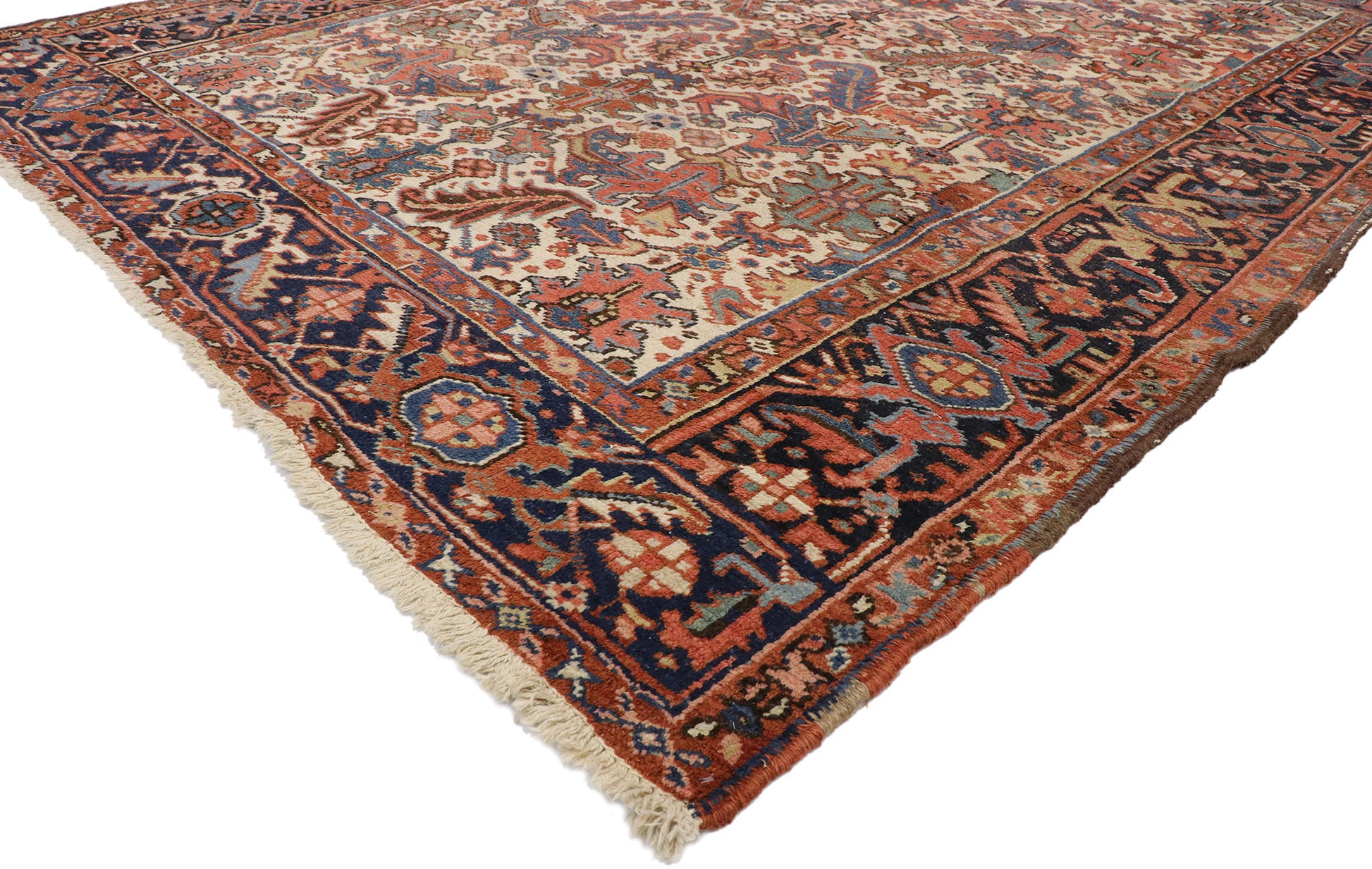 7 x 10 Antique Persian Heriz Dragon Rug 77559