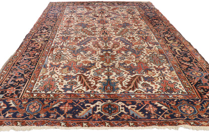 7 x 10 Antique Persian Heriz Dragon Rug 77559