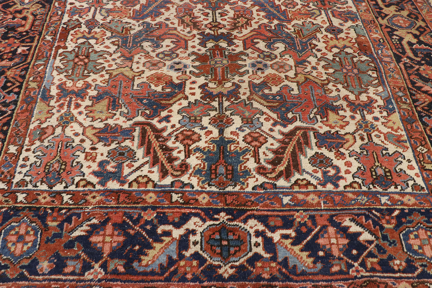 7 x 10 Antique Persian Heriz Dragon Rug 77559
