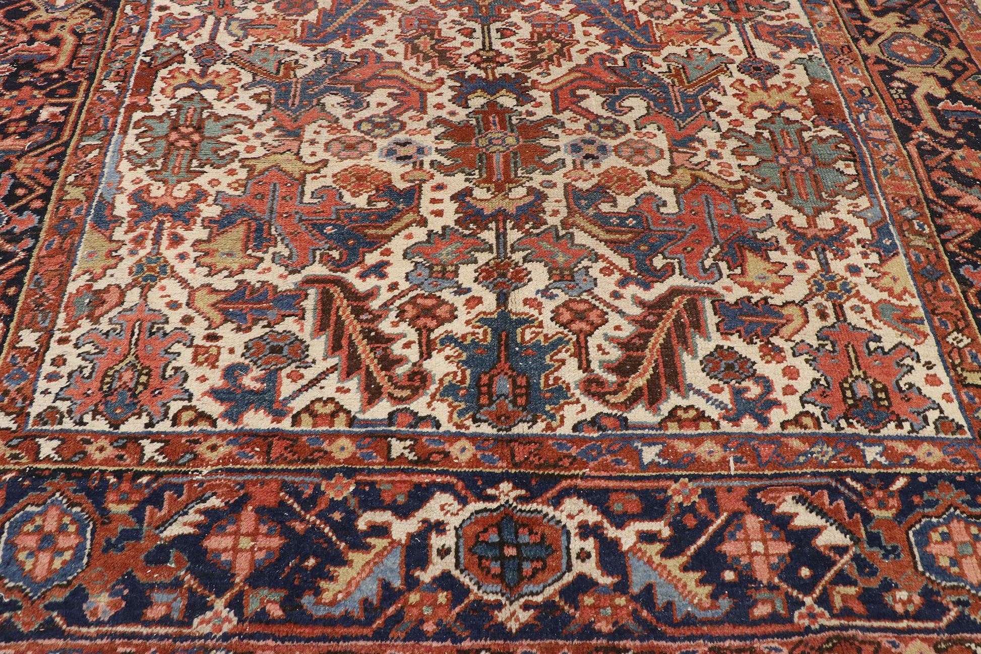 7 x 10 Antique Persian Heriz Dragon Rug 77559