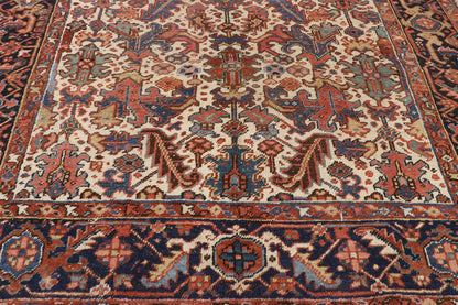 7 x 10 Antique Persian Heriz Dragon Rug 77559