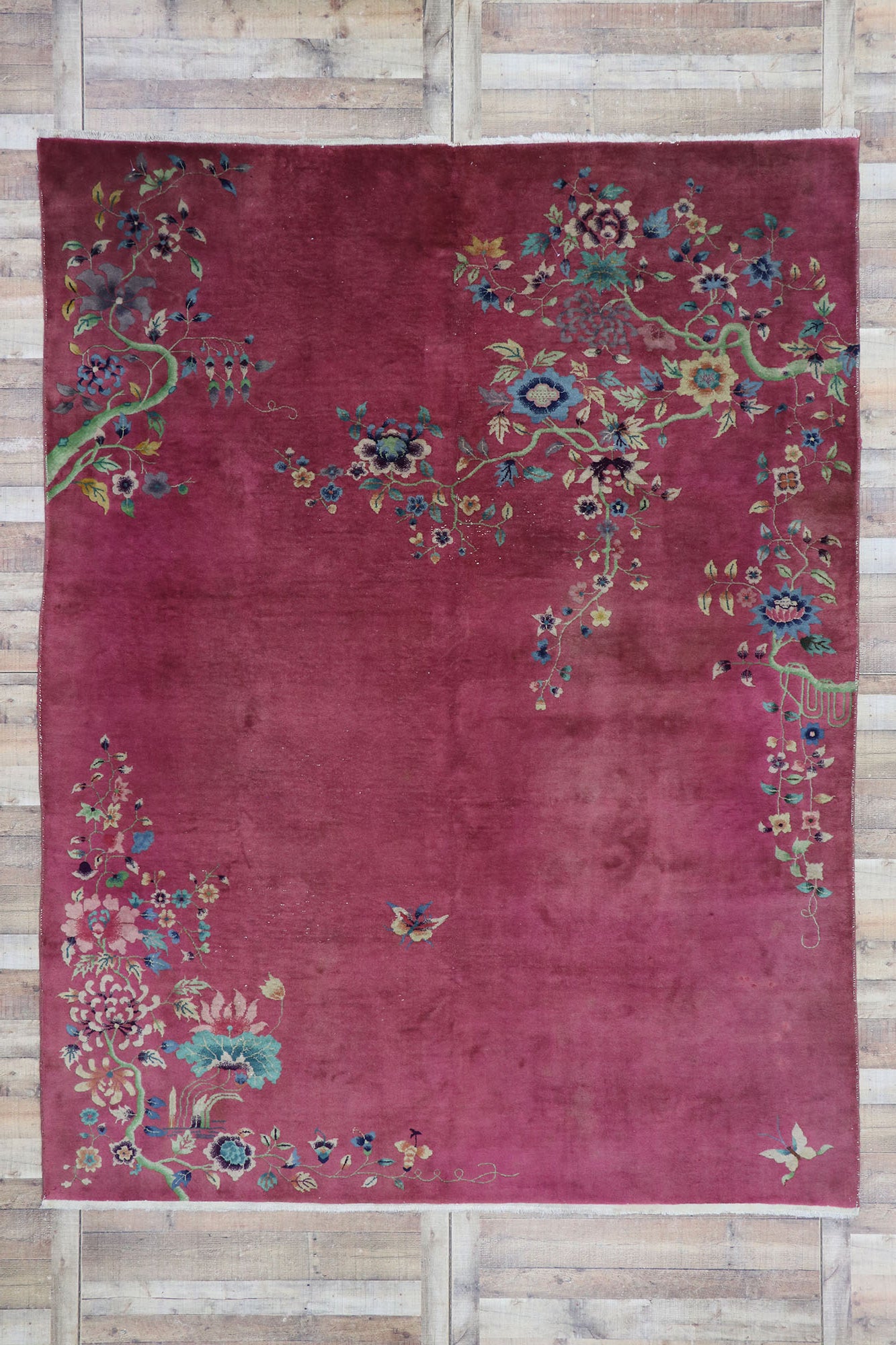 9 x 11 Antique Chinese Art Deco Rug 77581