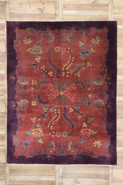 9 x 11 Antique Chinese Art Deco Rug 77582