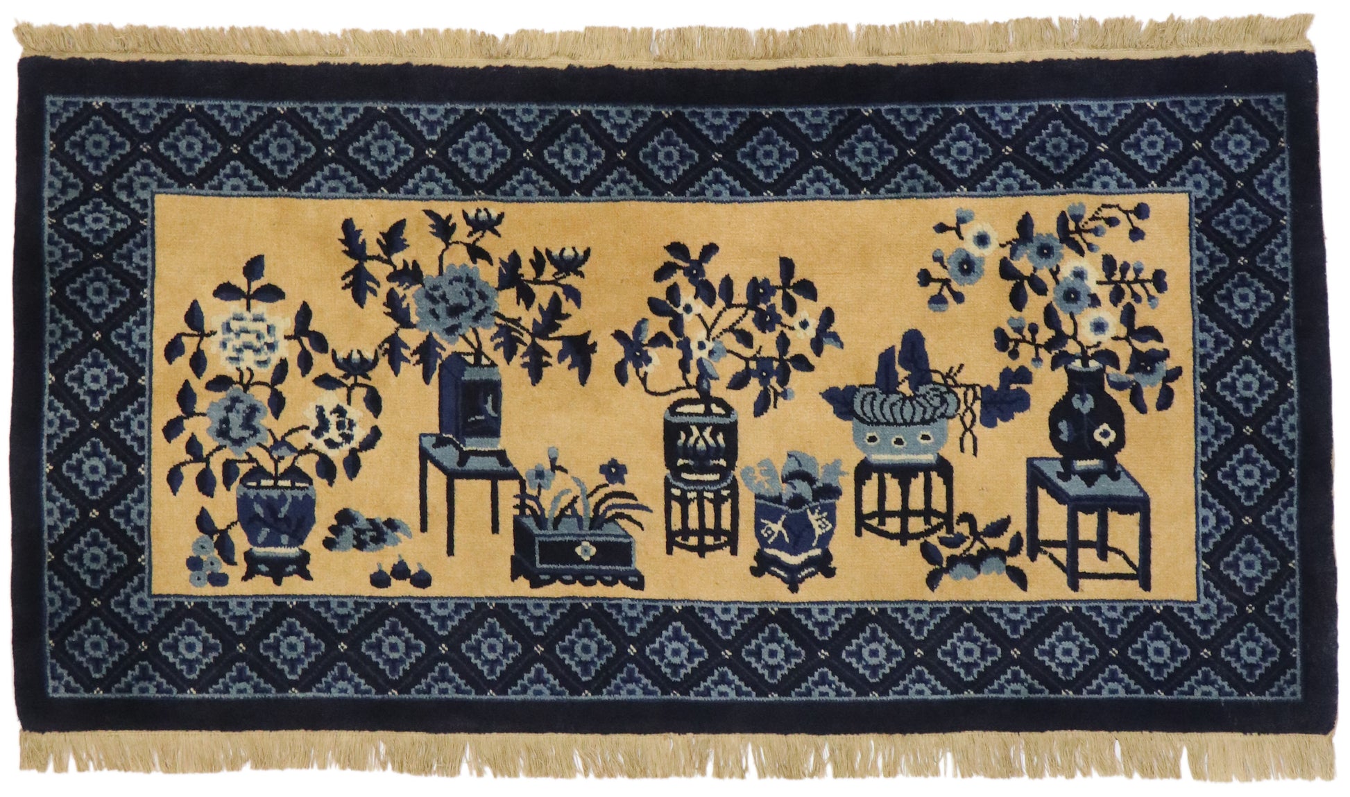 2 x 5 Vintage Chinese Baotou Pictorial Rug 77587