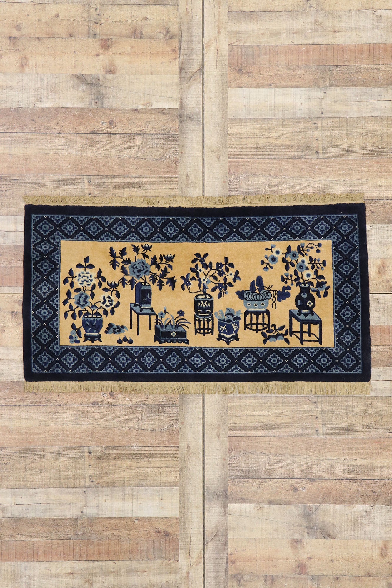 2 x 5 Vintage Chinese Baotou Pictorial Rug 77587