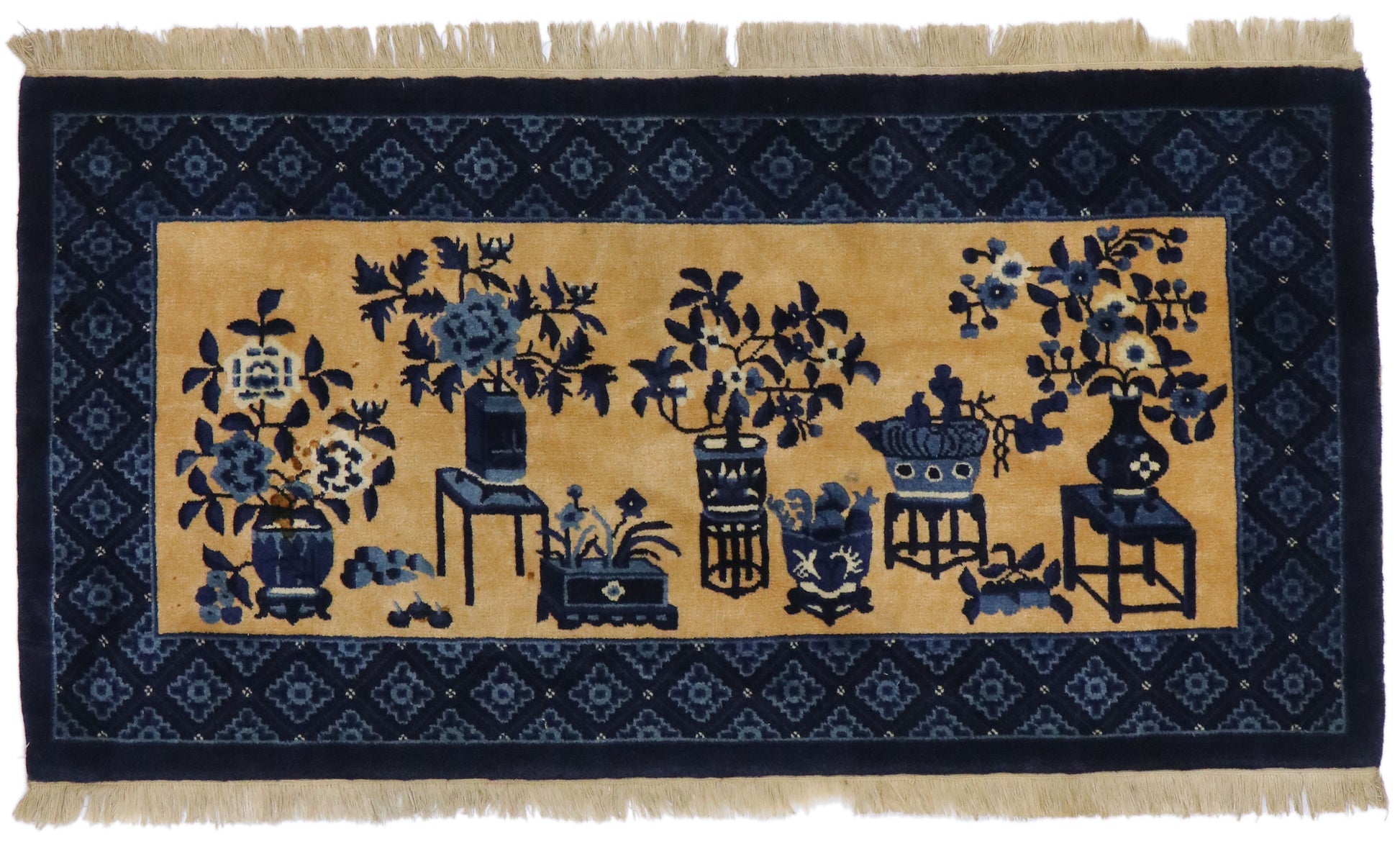 2 x 5 Vintage Chinese Baotou Pictorial Rug 77593