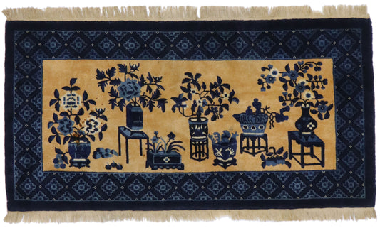 2 x 5 Vintage Chinese Baotou Pictorial Rug 77593