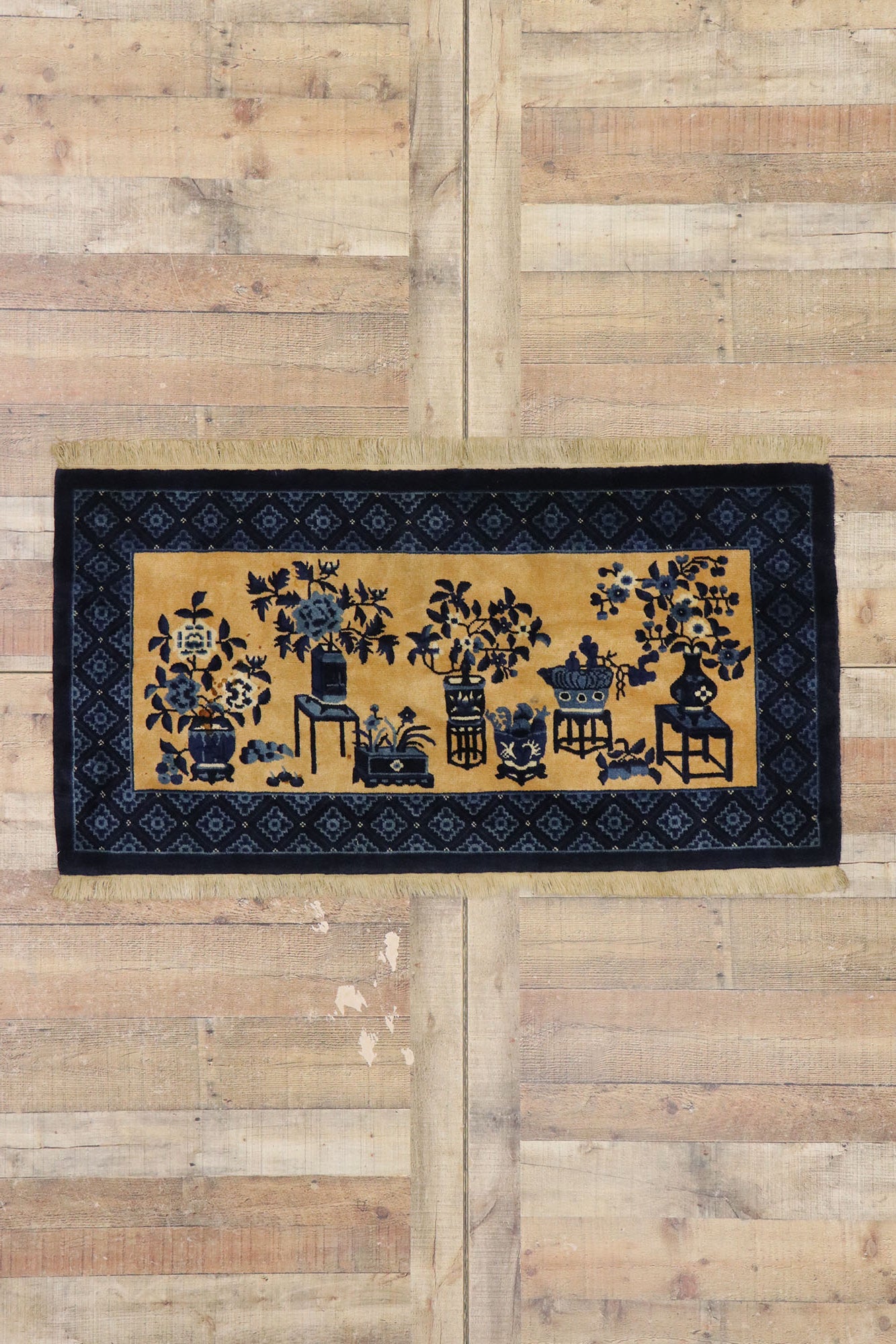 2 x 5 Vintage Chinese Baotou Pictorial Rug 77593
