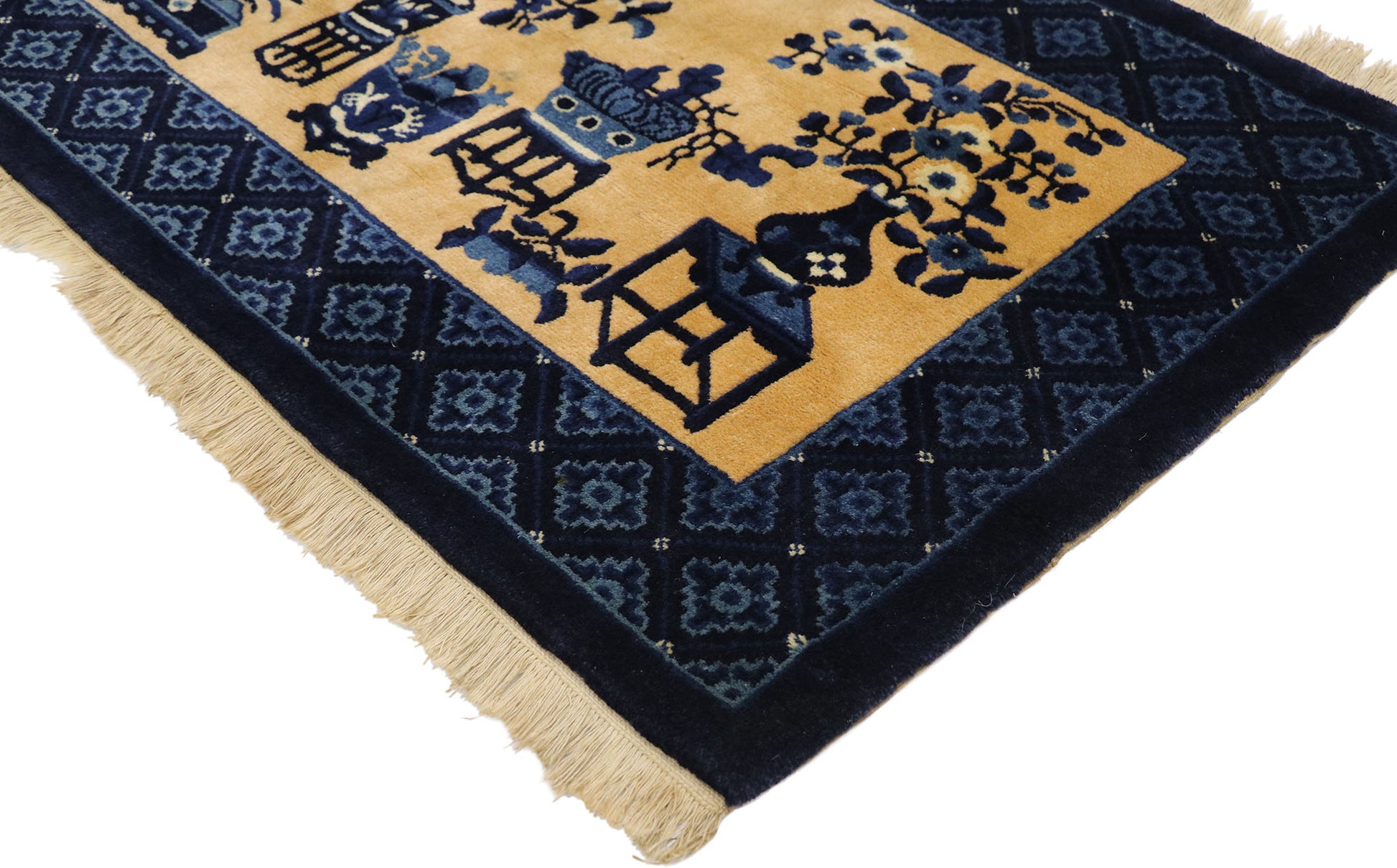 2 x 5 Vintage Chinese Baotou Pictorial Rug 77593