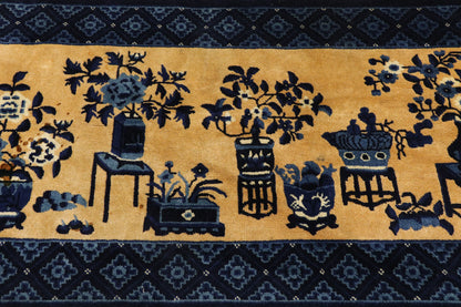 2 x 5 Vintage Chinese Baotou Pictorial Rug 77593