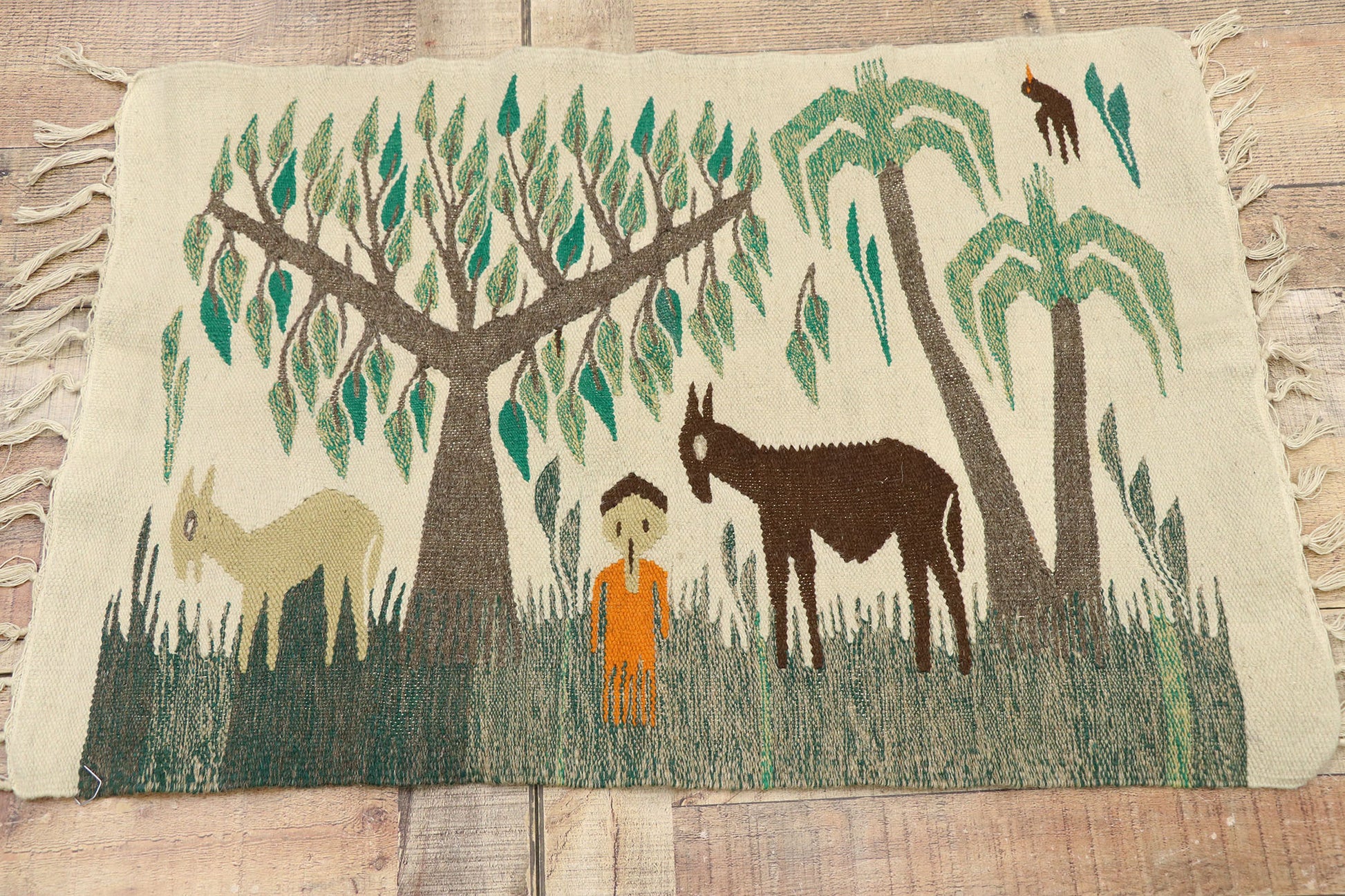 2 x 3 Vintage Egyptian Wool Tapestry 77600