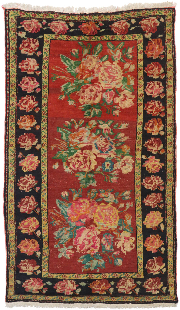 4 x 7 Antique Caucasian Rose Karabagh Rug 77613