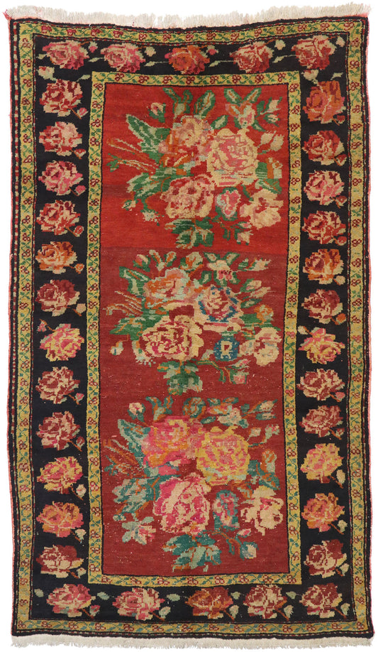 4 x 7 Antique Caucasian Rose Karabagh Rug 77613