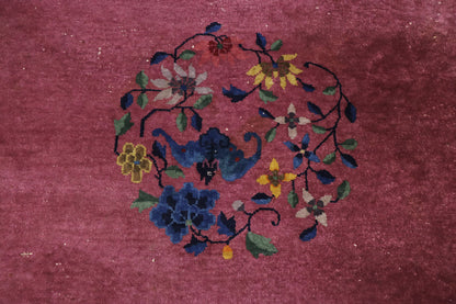 6 x 9 Antique Chinese Art Deco Oval Rug 77618