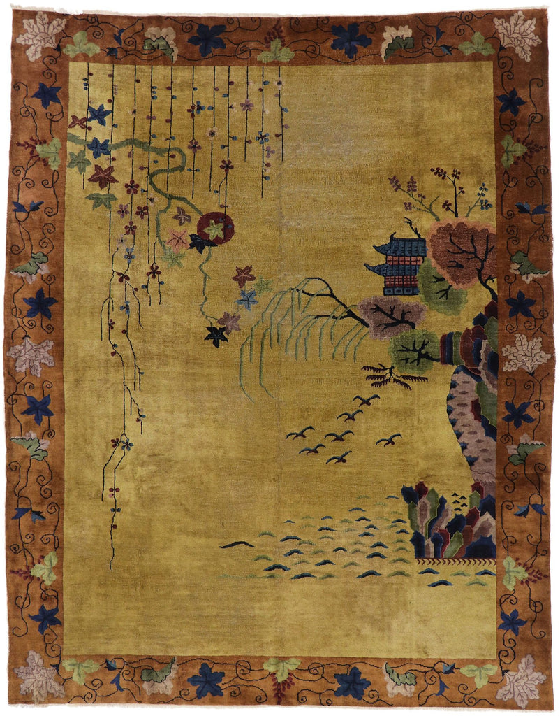 9 x 11 Antique Chinese Art Deco Rug 77625