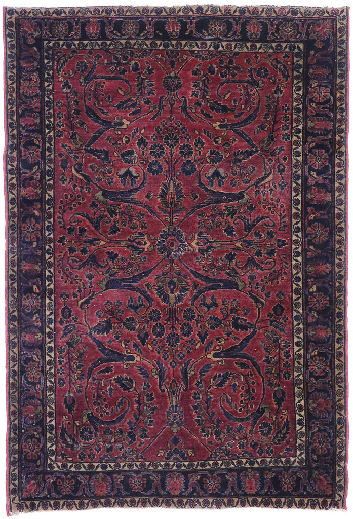 4 x 5 Antique Persian Sarouk Rug 77634
