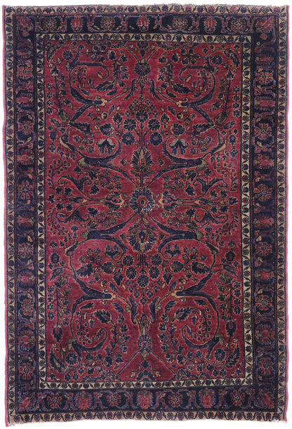 4 x 5 Antique Persian Sarouk Rug 77634