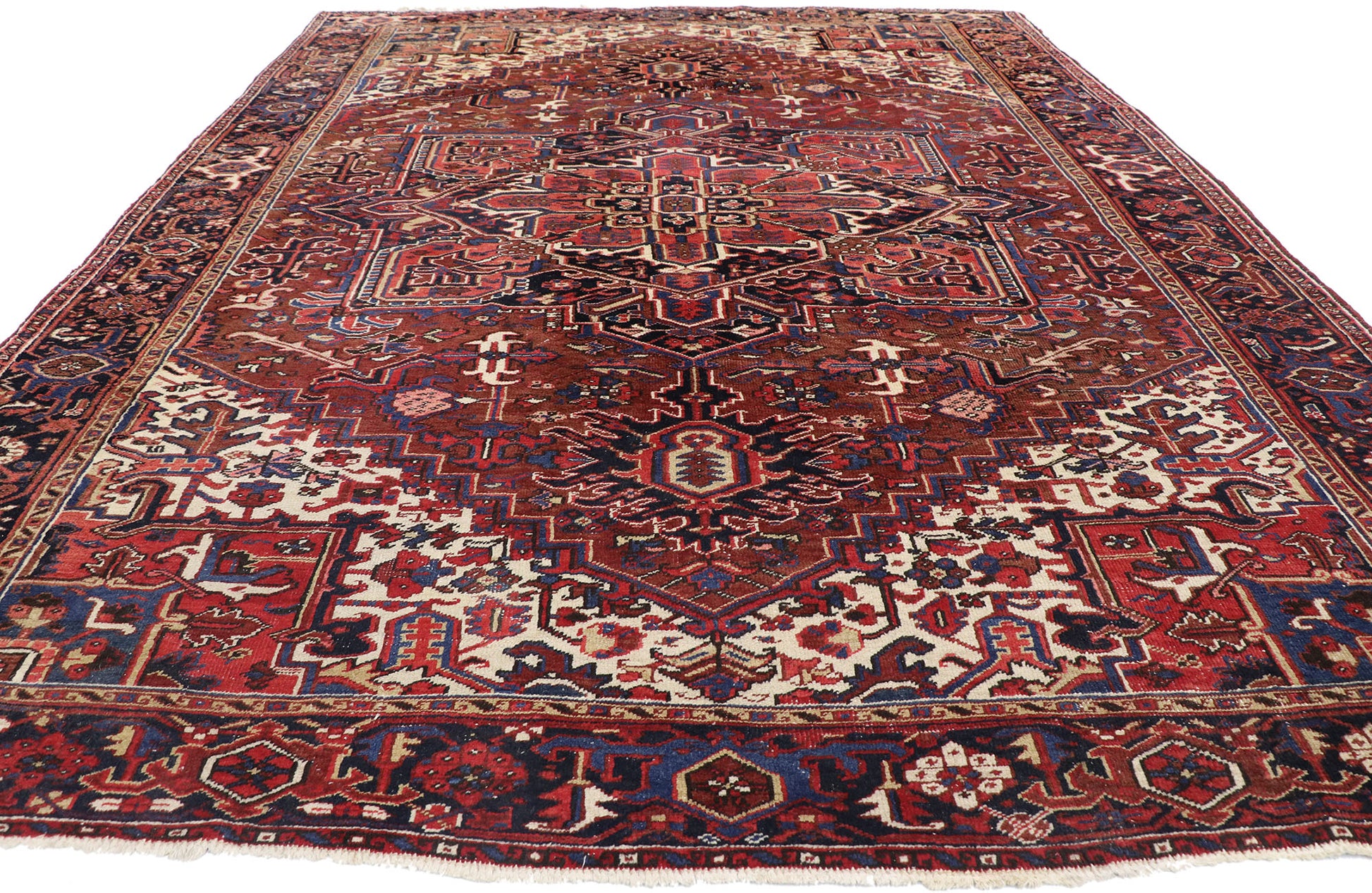 9 x 12 Antique Persian Heriz Rug 77644
