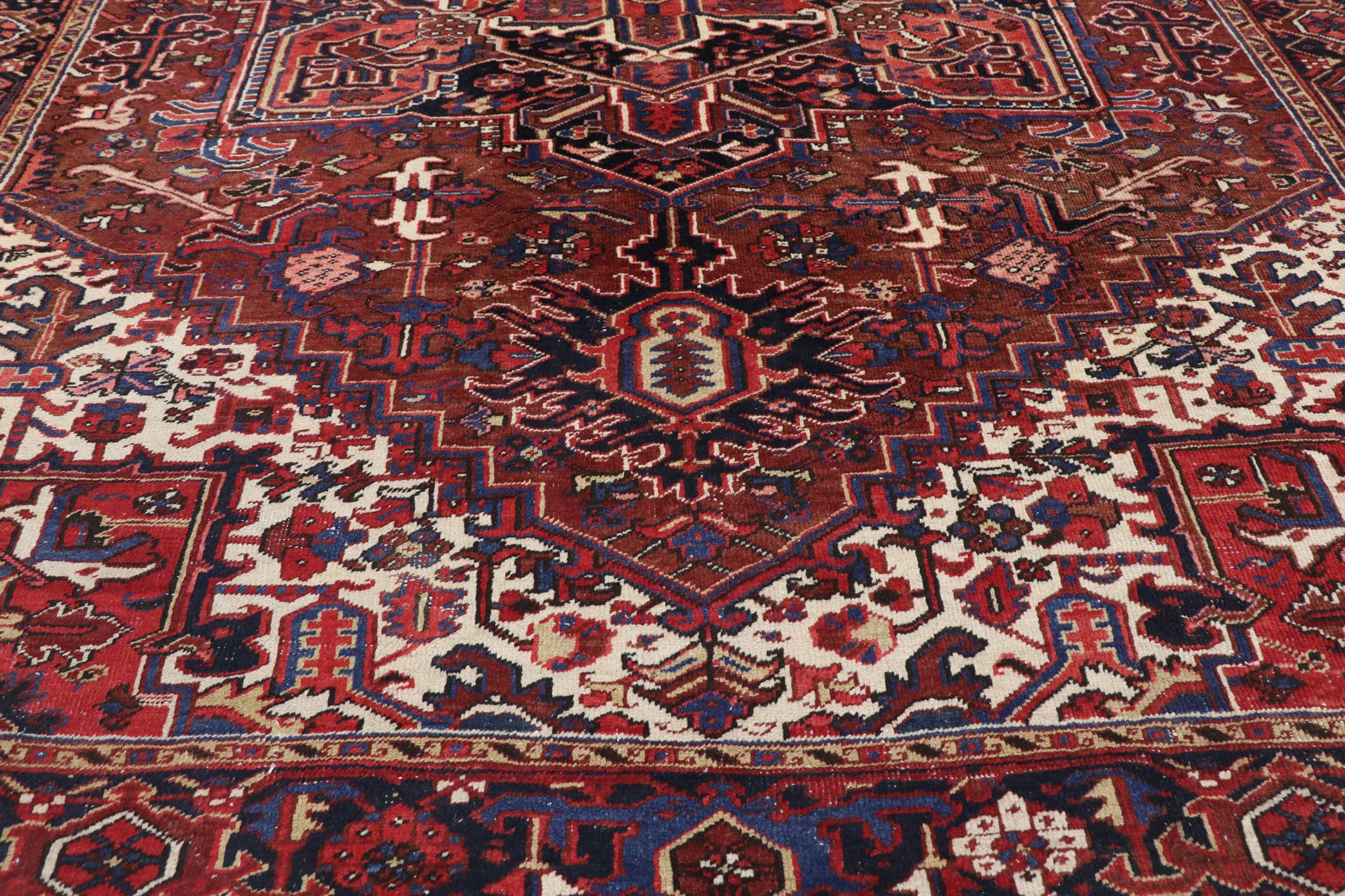 9 x 12 Antique Persian Heriz Rug 77644