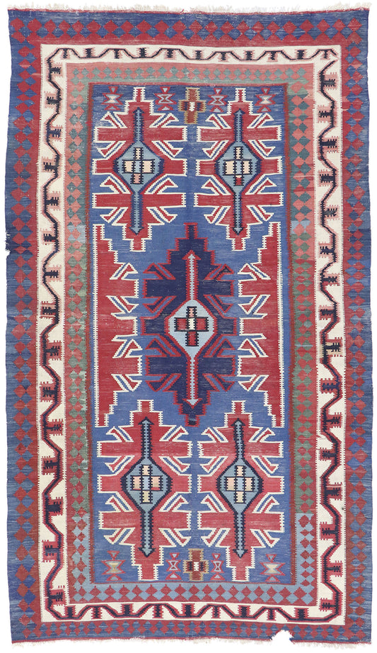 6 x 9 Vintage Persian Shiraz Kilim Rug 77646
