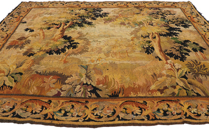 7 x 8 Antique French Aubusson Tapestry 77650