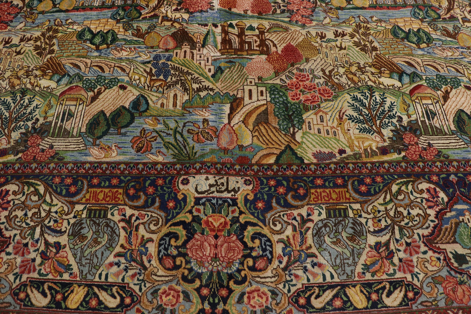 11 x 15 Antique Persian Tabriz Pictorial Rug 77660