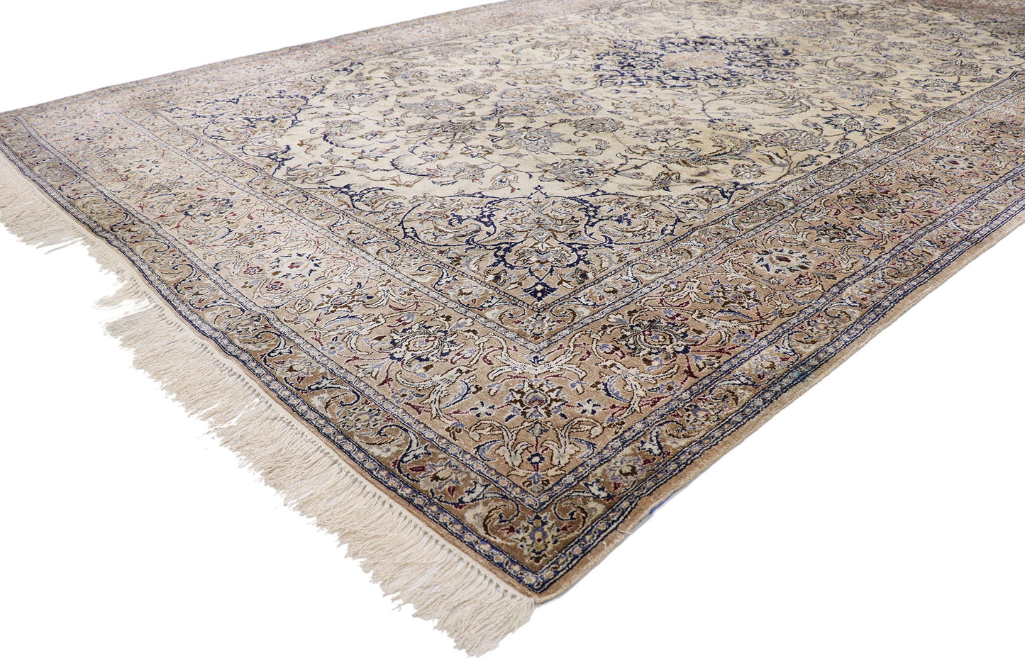 7 x 10 Vintage Persian Silk Nain Rug 77663