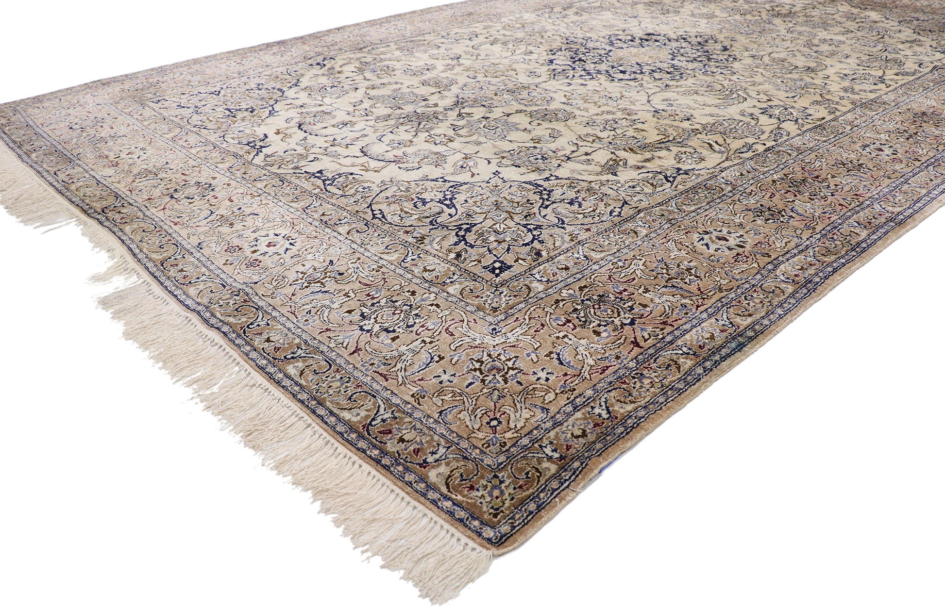 7 x 10 Vintage Persian Silk Nain Rug 77663