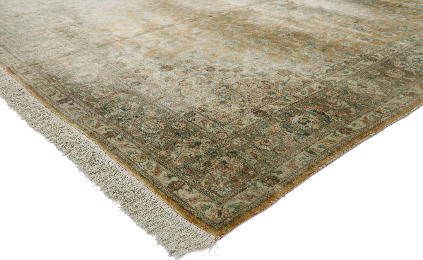 7 x 10 Vintage Persian Silk Qum Rug 77693