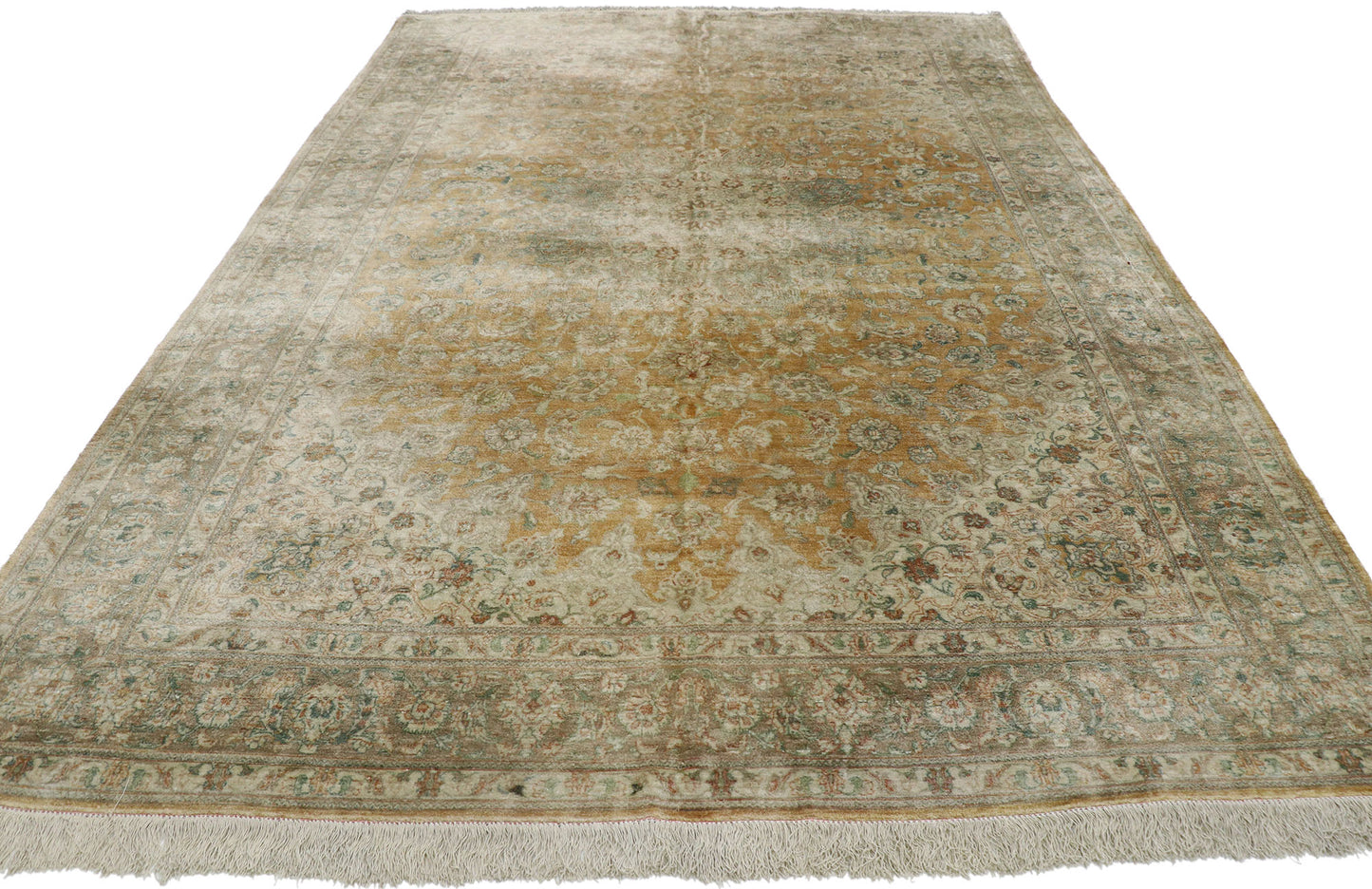 7 x 10 Vintage Persian Silk Qum Rug 77693