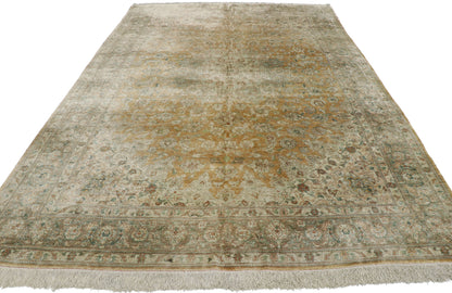 7 x 10 Vintage Persian Silk Qum Rug 77693