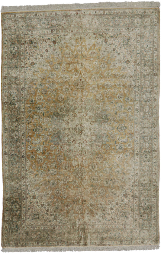 7 x 10 Vintage Persian Silk Qum Rug 77693