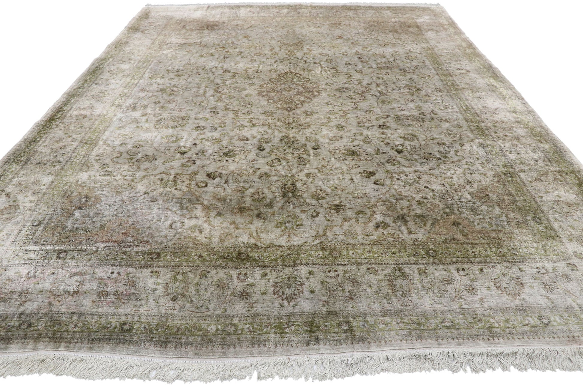 8 x 11 Vintage Persian Silk Qum Rug 77694
