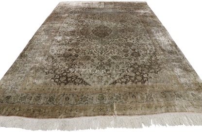 7 x 10 Vintage Persian Silk Qum Rug 77705