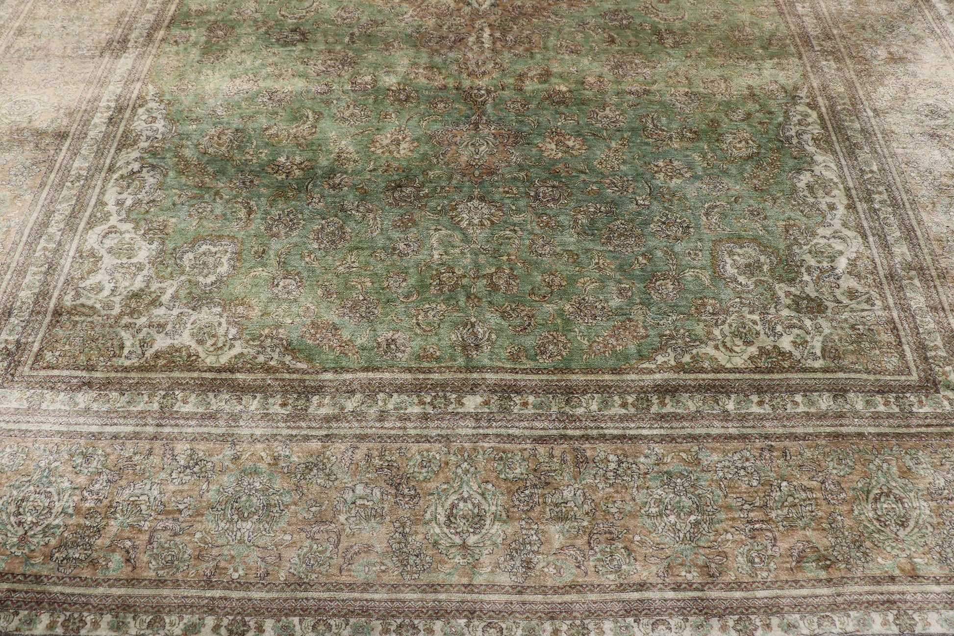 8 x 11 Vintage Persian Silk Qum Rug 77706