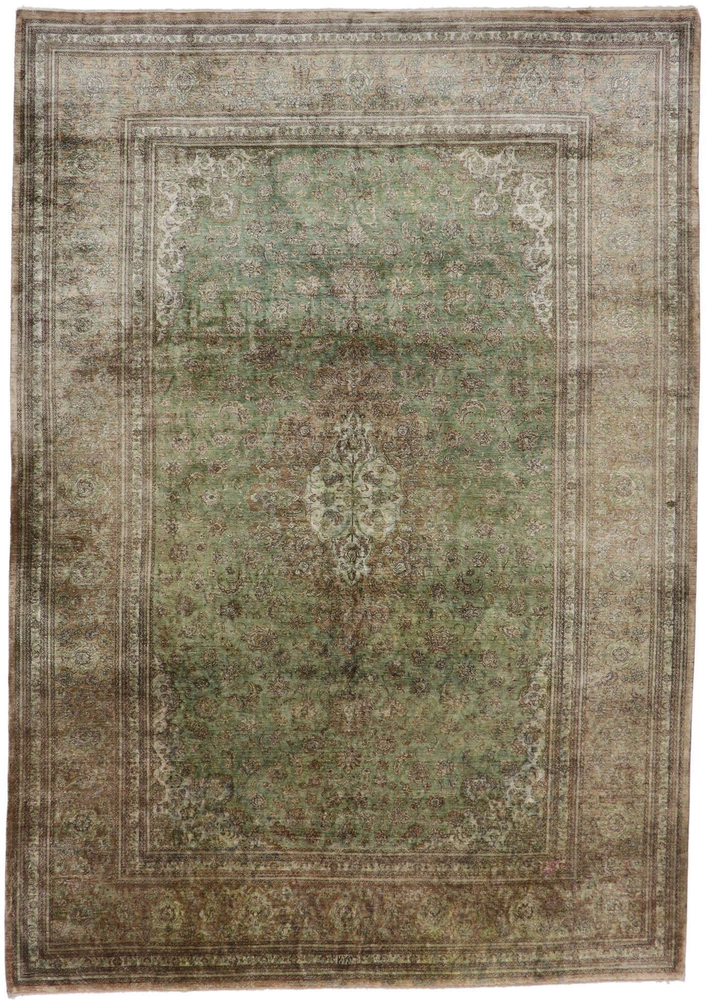 8 x 11 Vintage Persian Silk Qum Rug 77706