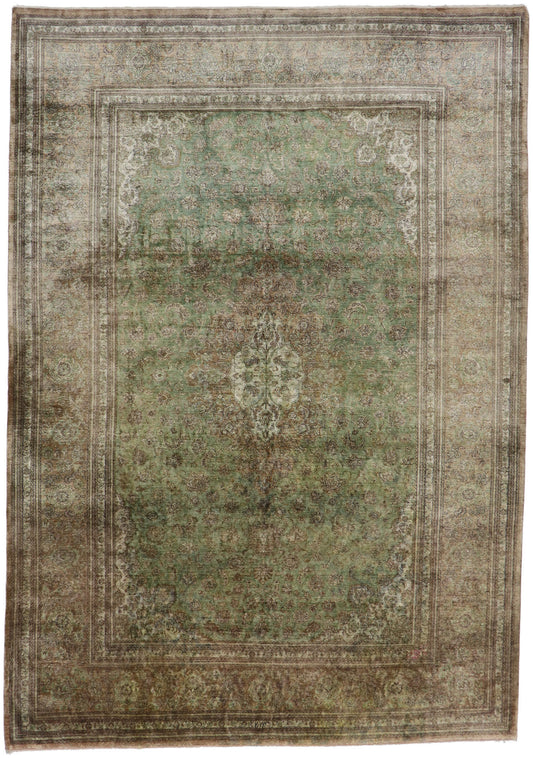8 x 11 Vintage Persian Silk Qum Rug 77706