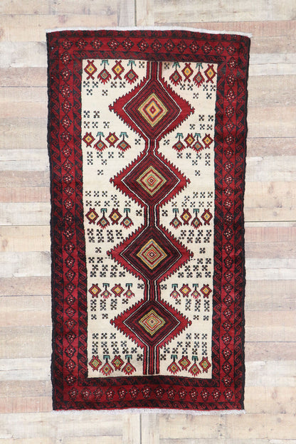 3 x 7 Vintage Persian Baluch Runner 77712