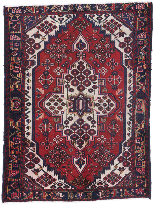 5 x 6 Vintage Persian Hamadan Rug 77713