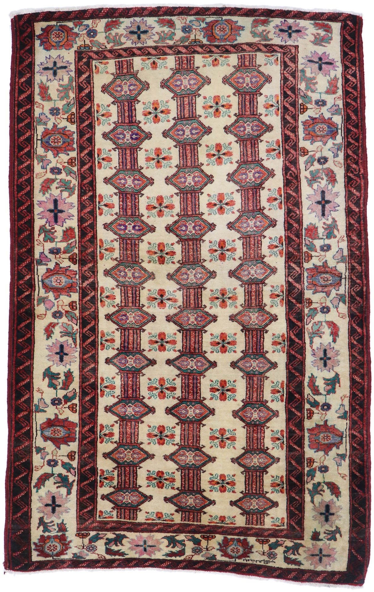 4 x 6 Vintage Persian Turkoman Rug 77717