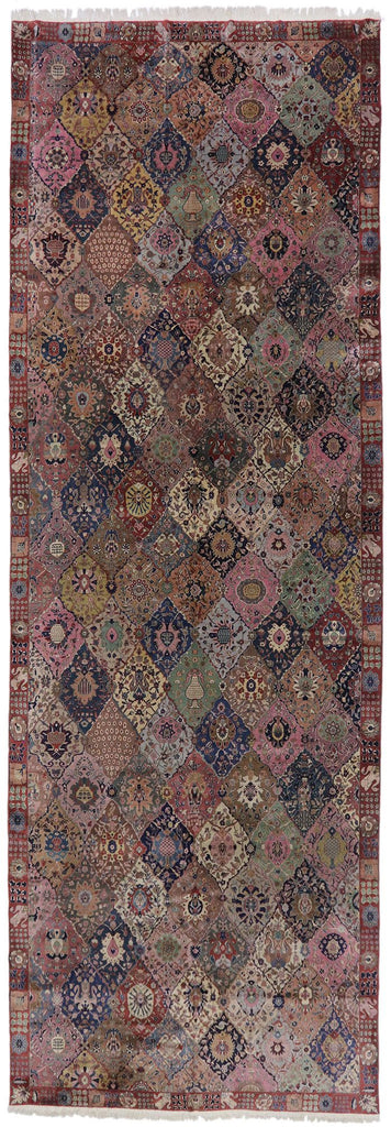 10 x 28 Antique Indian Garden Panel Agra Rug 77790