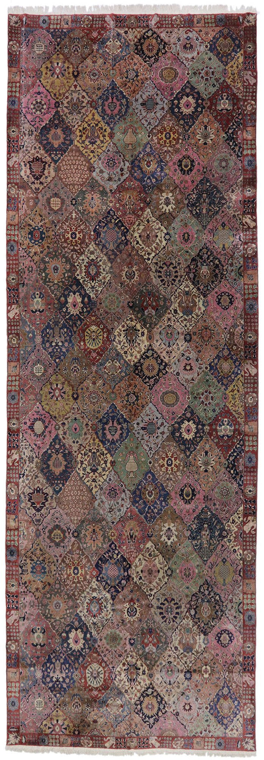 10 x 28 Antique Indian Garden Panel Agra Rug 77790