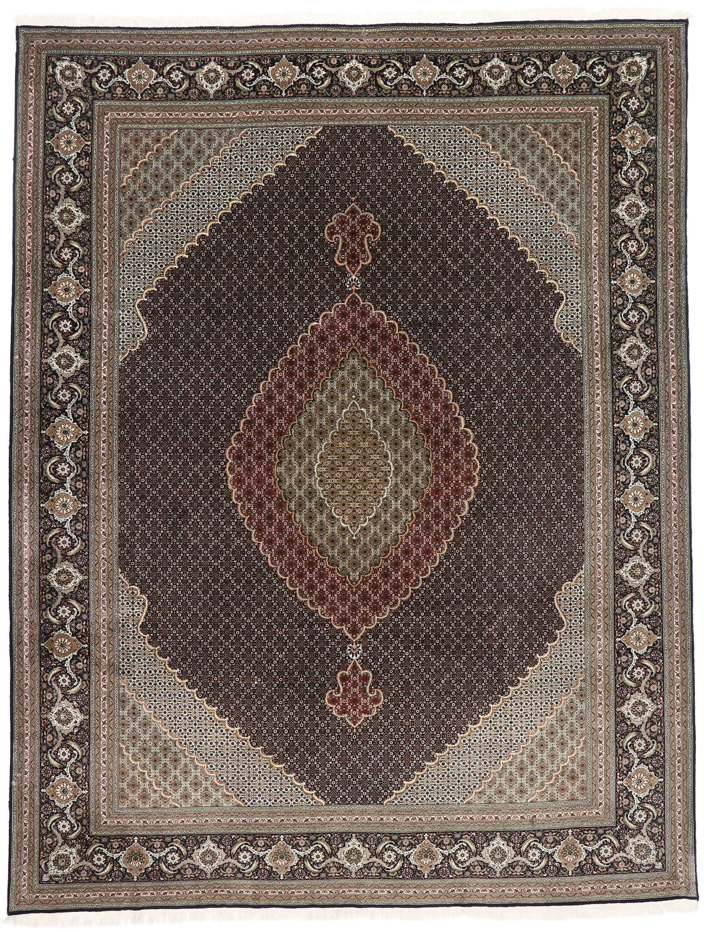 10 x 13 Vintage Persian Mahi Tabriz Rug 77793