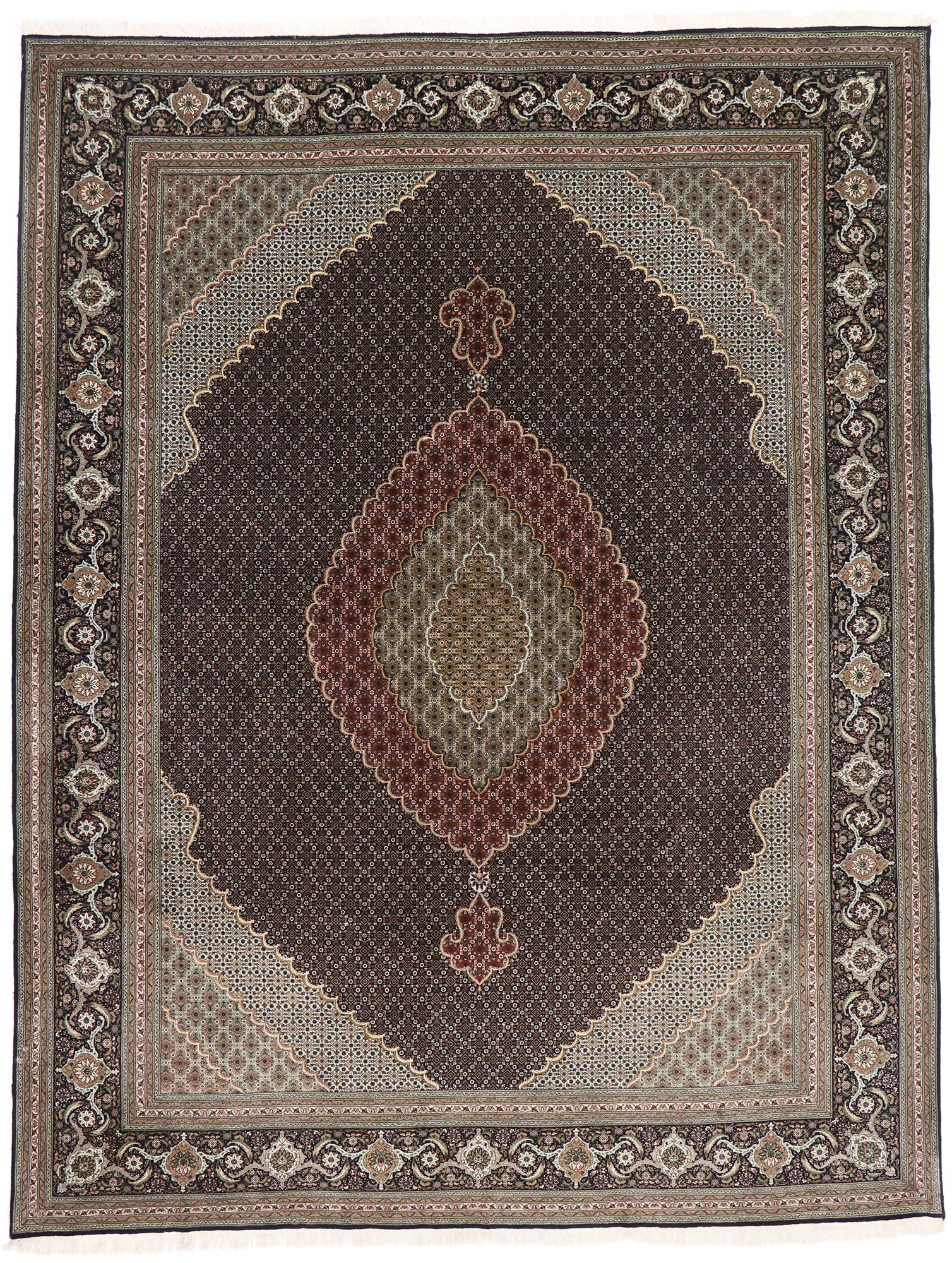 10 x 13 Vintage Persian Mahi Tabriz Rug 77793