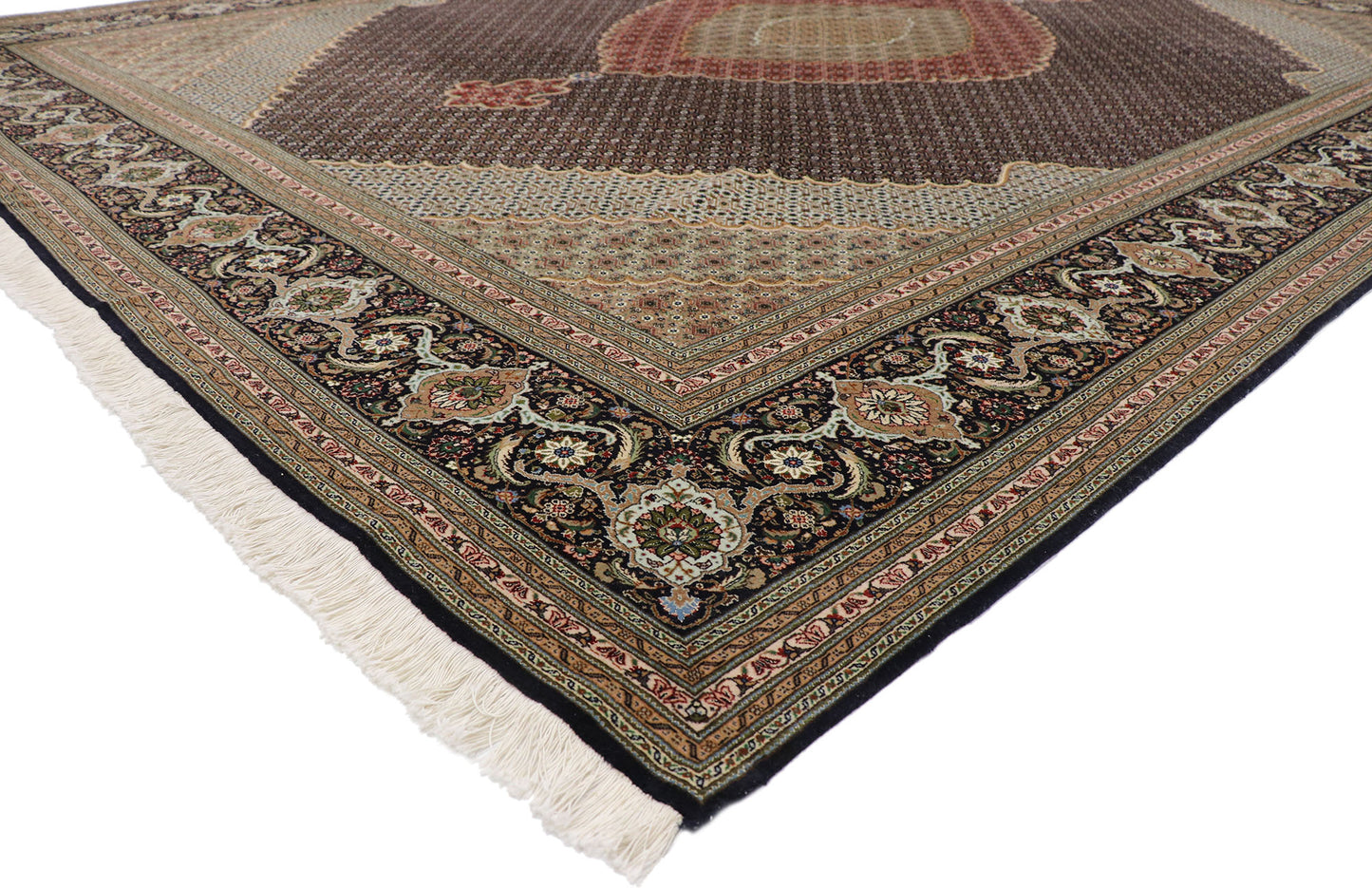 10 x 13 Vintage Persian Mahi Tabriz Rug 77793