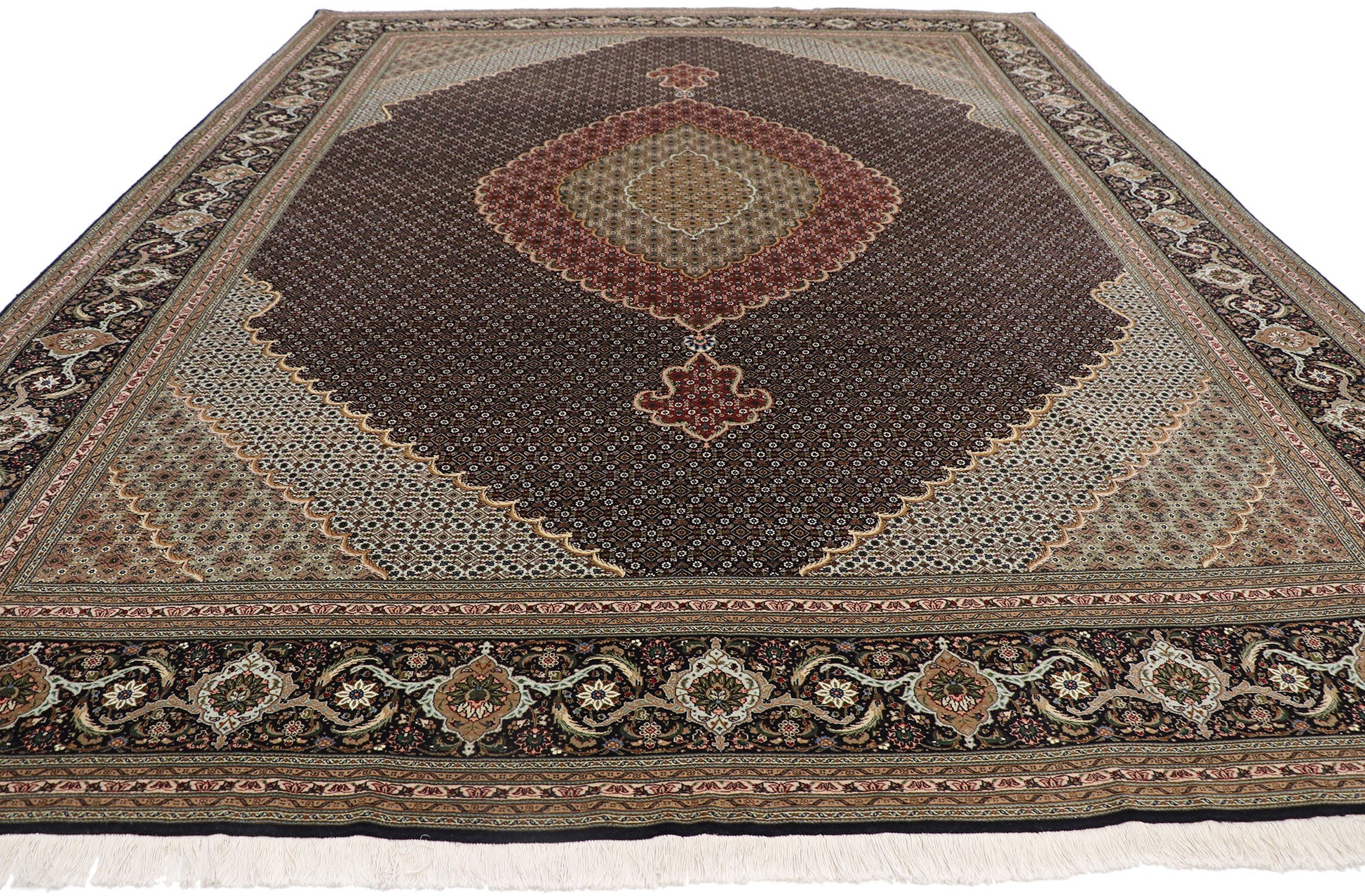 10 x 13 Vintage Persian Mahi Tabriz Rug 77793