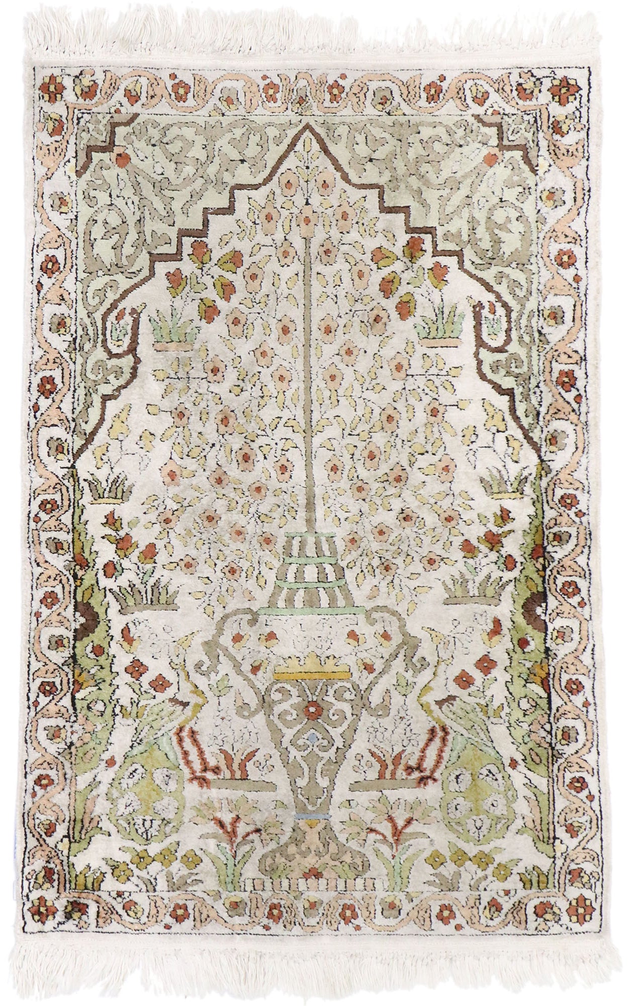 2 x 3 Vintage Persian Qum Prayer Rug 77796
