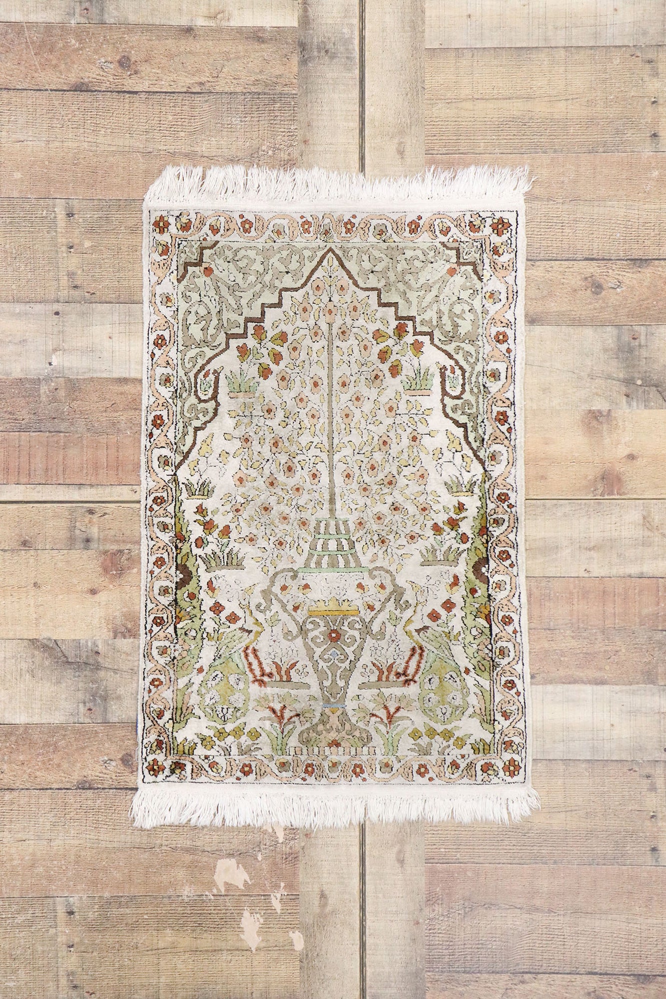 2 x 3 Vintage Persian Qum Prayer Rug 77796